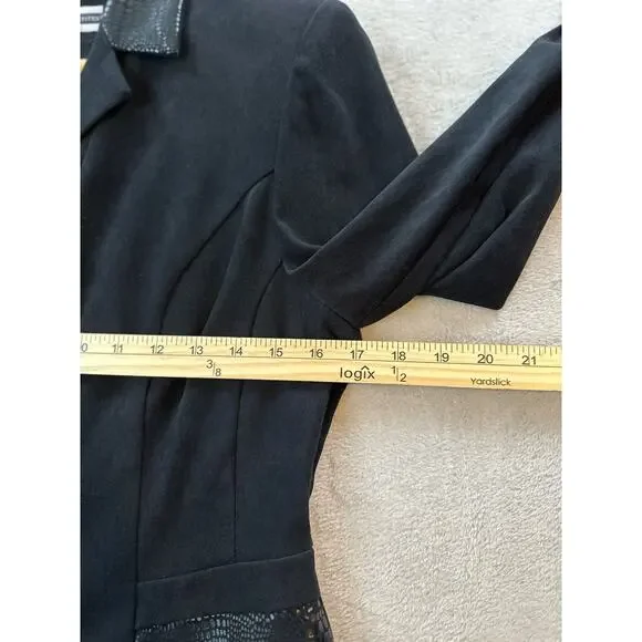 Vintage Amanda Smith Petites Women’s 8P Black Blazer Jacket Snake Skin Trim - Picture 3 of 8